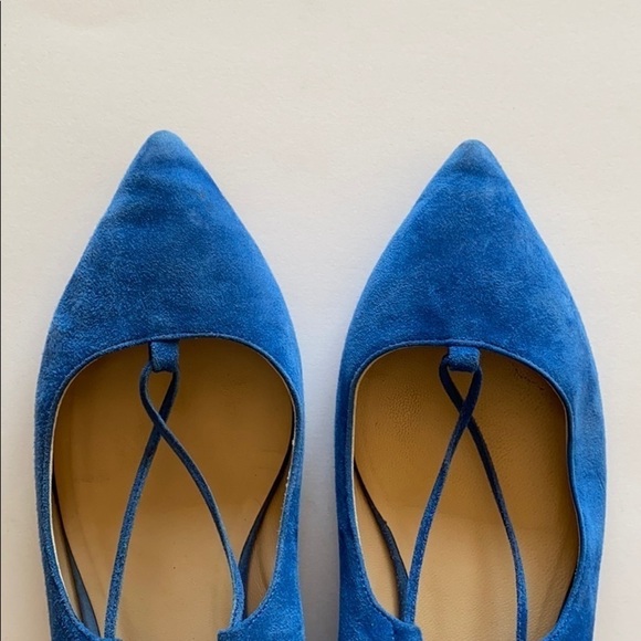 M. Gemi flats The Brezza lace up blue suede pointed toe - Picture 6 of 6